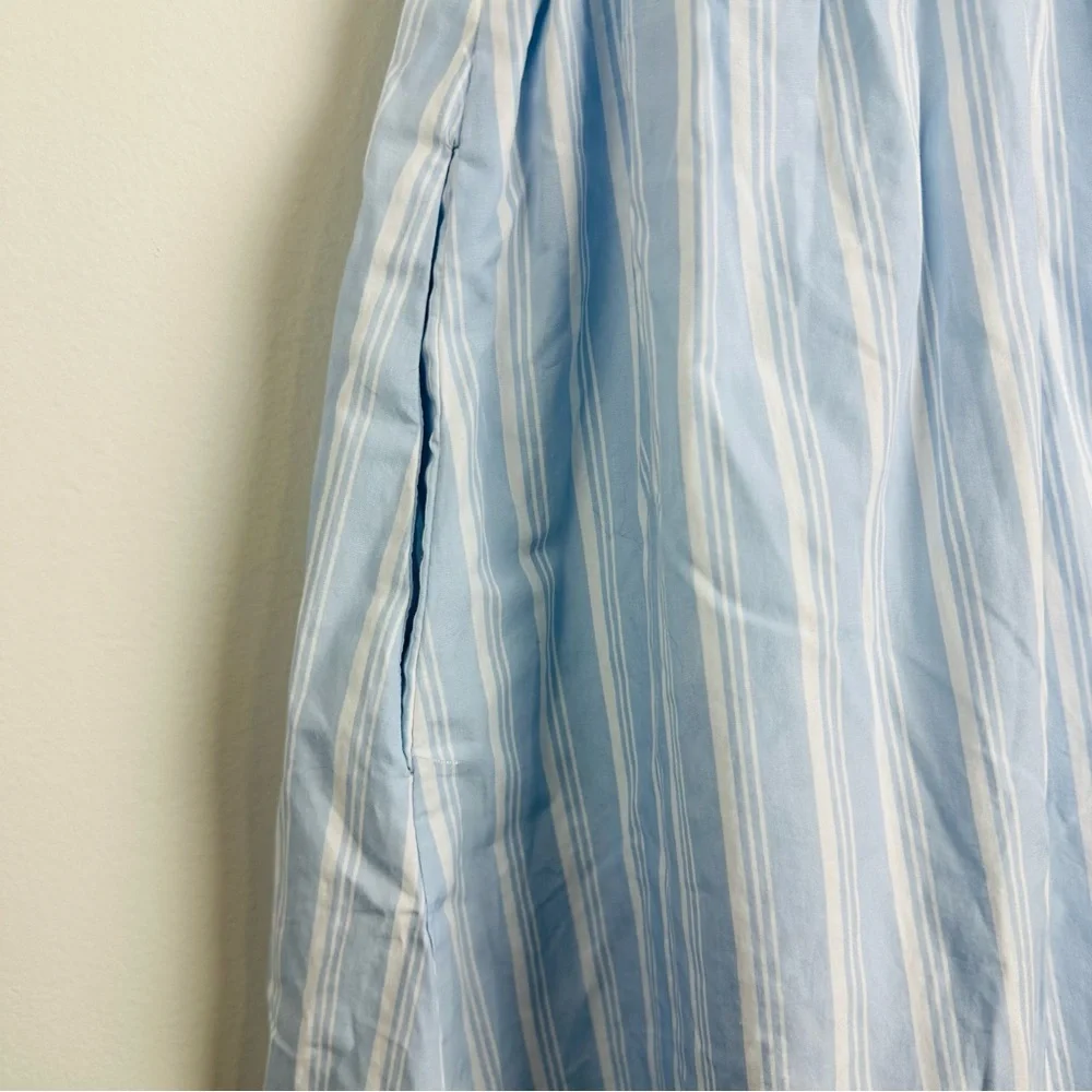 J. Crew NWT Blue and White Smocked Mini Dress with Mandarin Collar - Picture 8 of 11